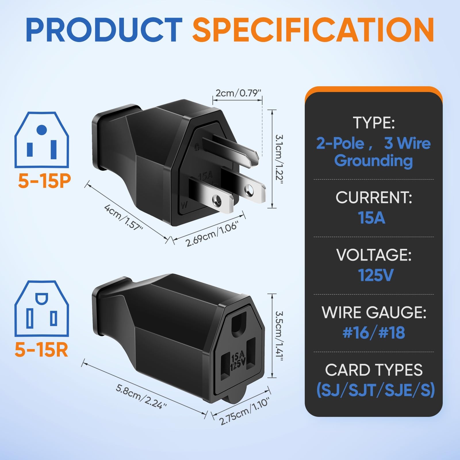 XINYIELE Extension Cord Repair Replacement Ends,Male and Female Black