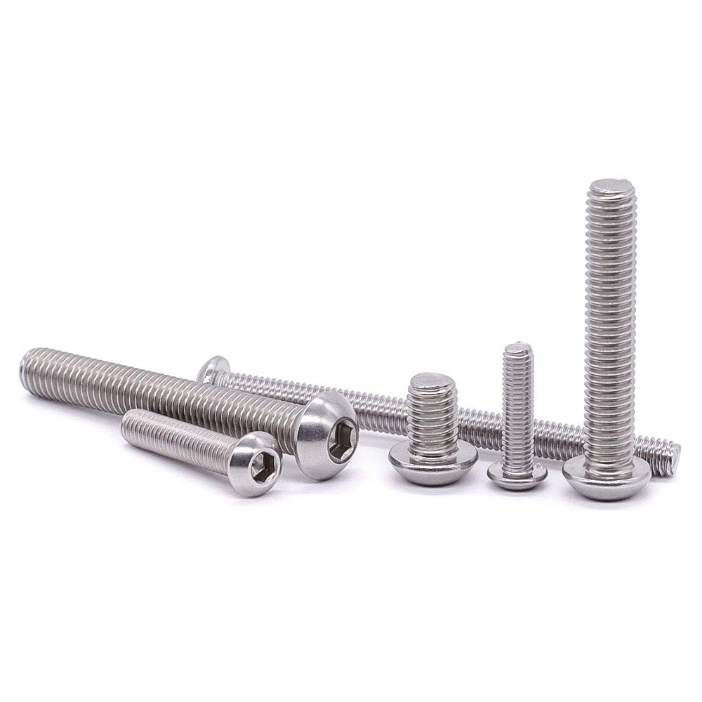 M6-1.0 x 10mm Button Head Socket Cap Screws 304 Stainless M6 x 10mm, Silver