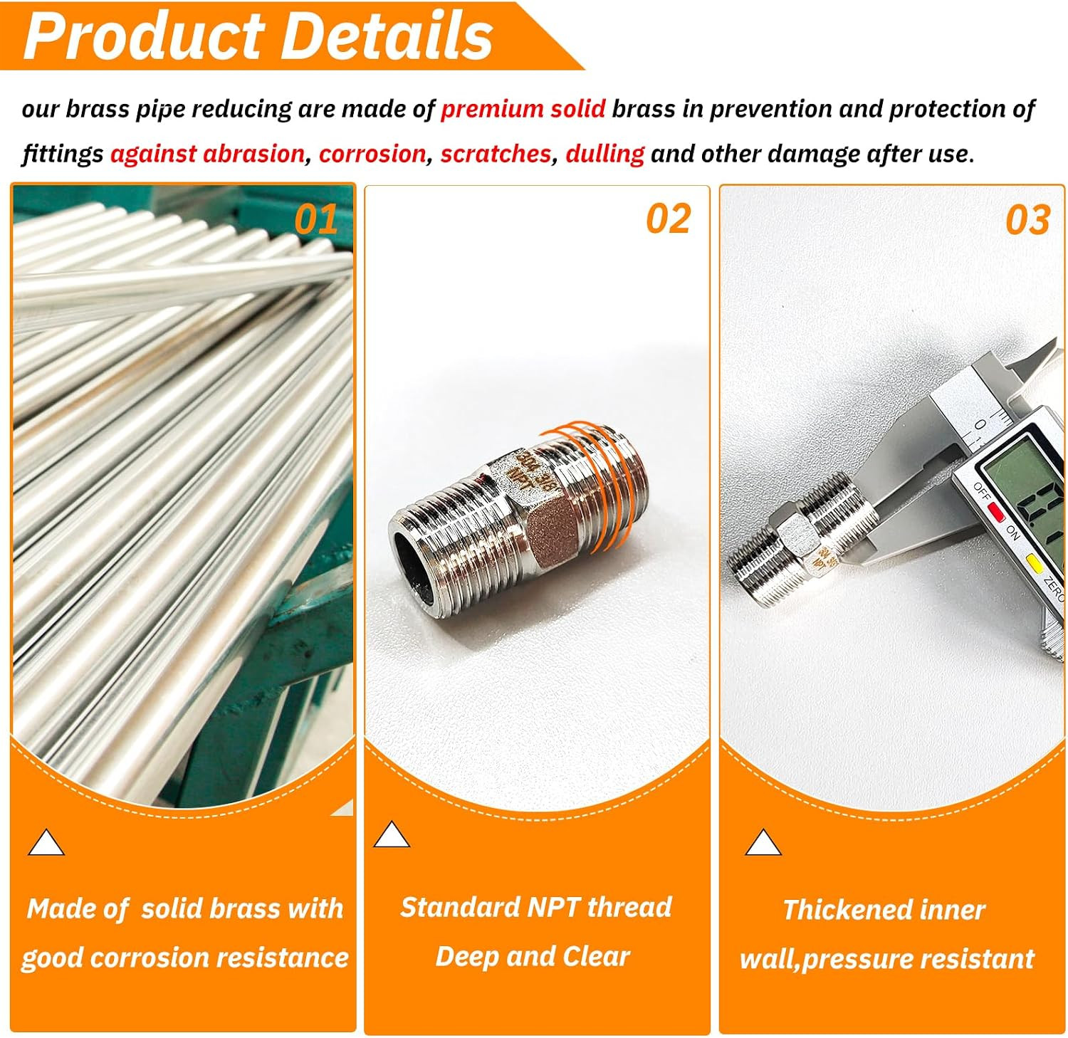 4PCS Hex Stainless Steel Nipple 3/8″NPT Male X 3/8″ NPT Male Pipe Fitting 3/8