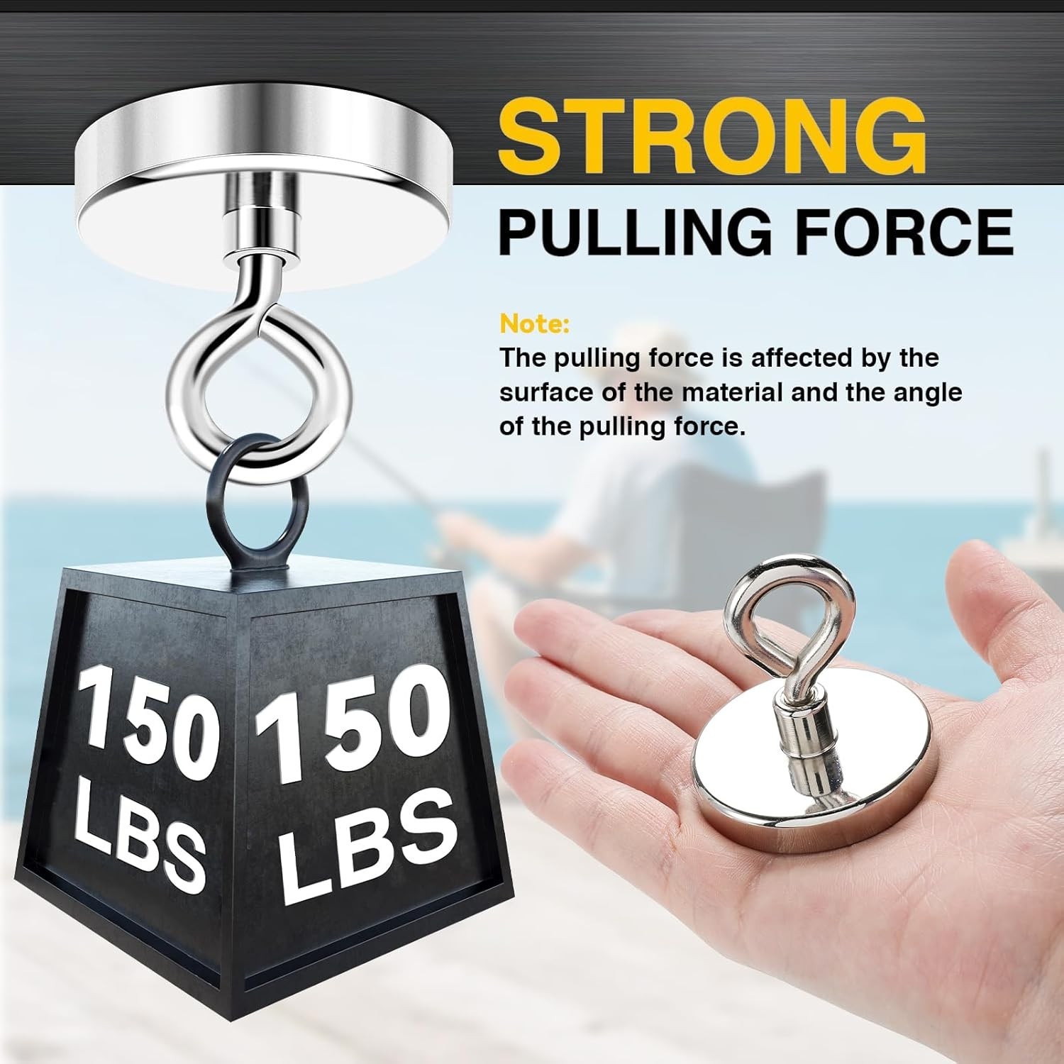 Durable 1.42» Neodymium Magnet with 150lbs Pull for Magnet Fishing & Salvaging