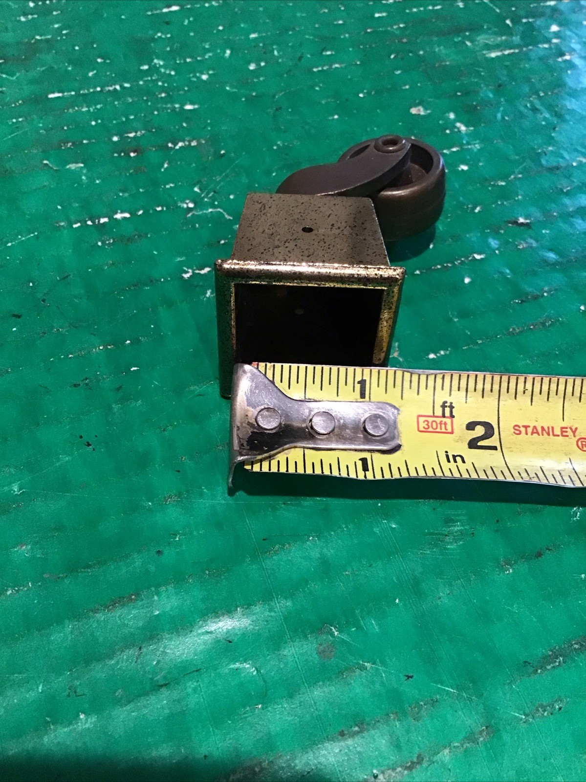 (2) Vintage Swivel Brass 1″ Square Tapered Cup Caster w/ 1″ Wheel Furniture