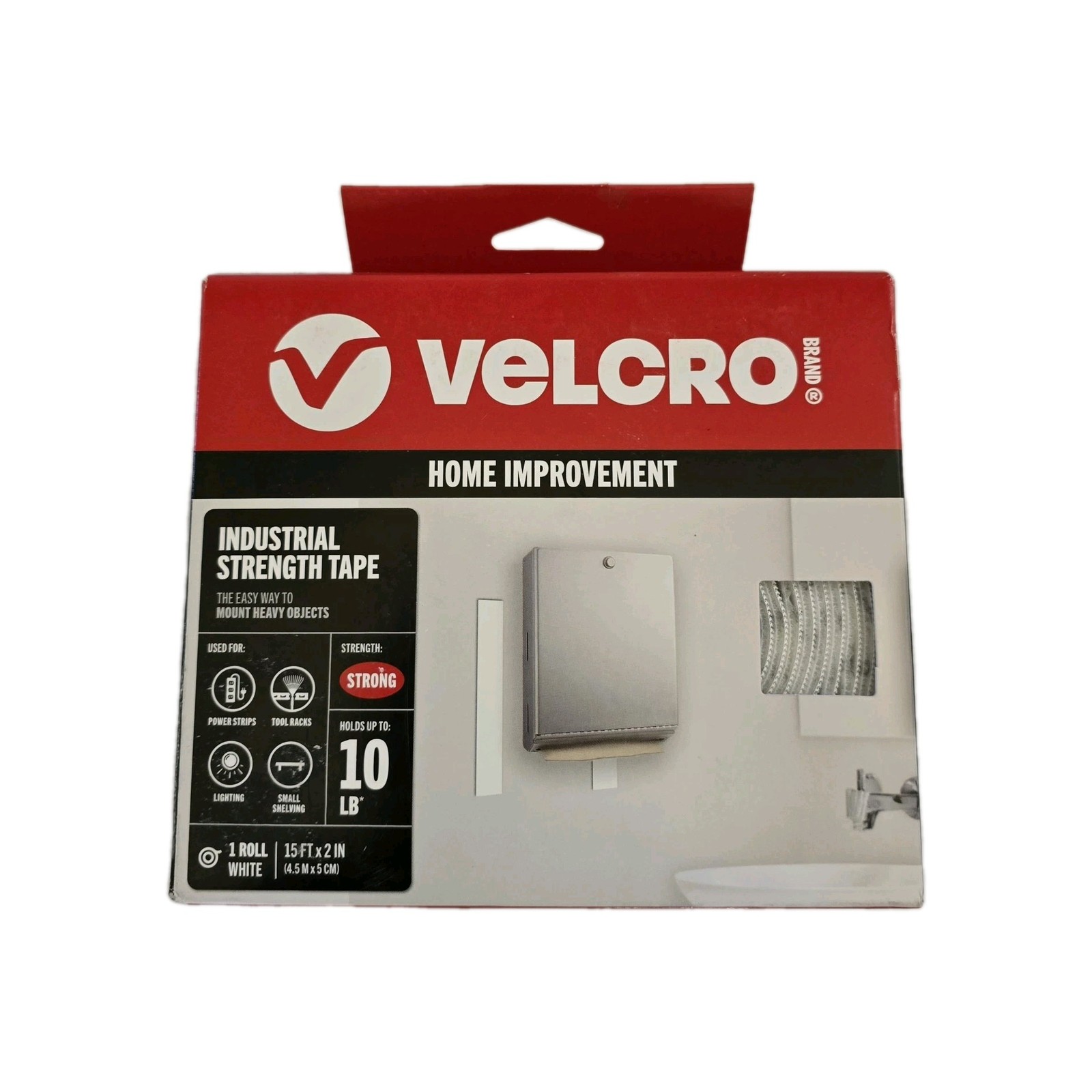 Velcro Industrial Strength Tape White 15ft x 2in Roll New