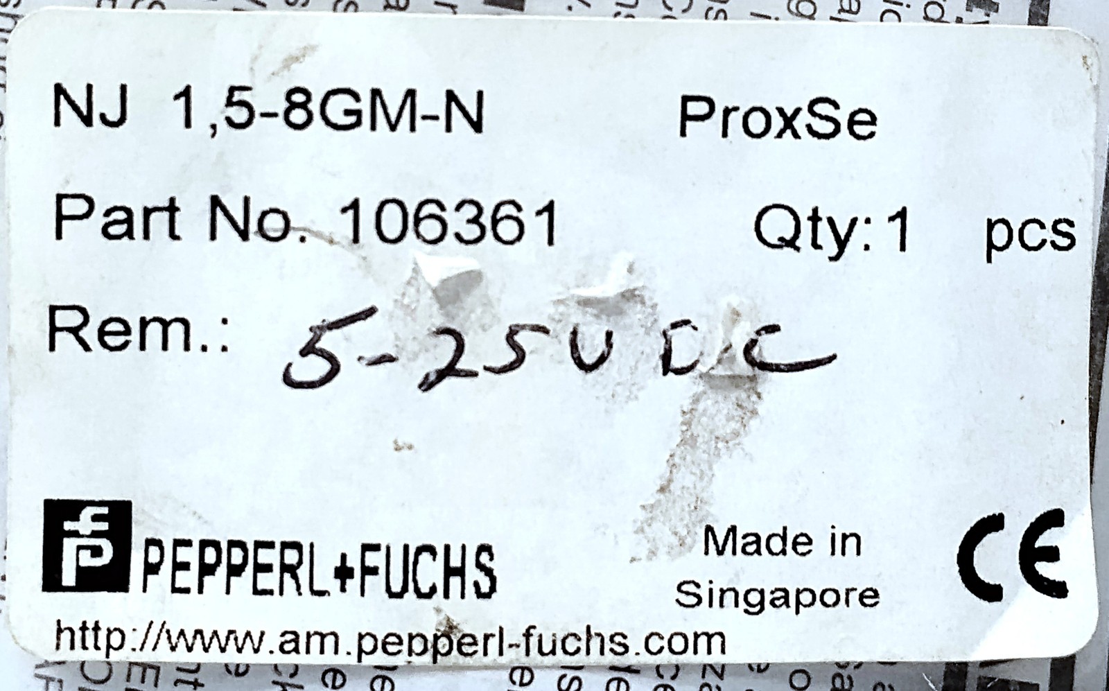 Pepperl Fuchs NJ1.5-8GM-N 106361 5-25 V DC Inductive Proximity Sensor