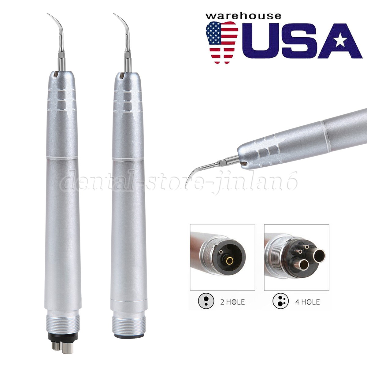 Kavo Style Dental Air Scaler Handpiece Sonic Scaler Cleaner 2/4Holes w/3pcs Tips