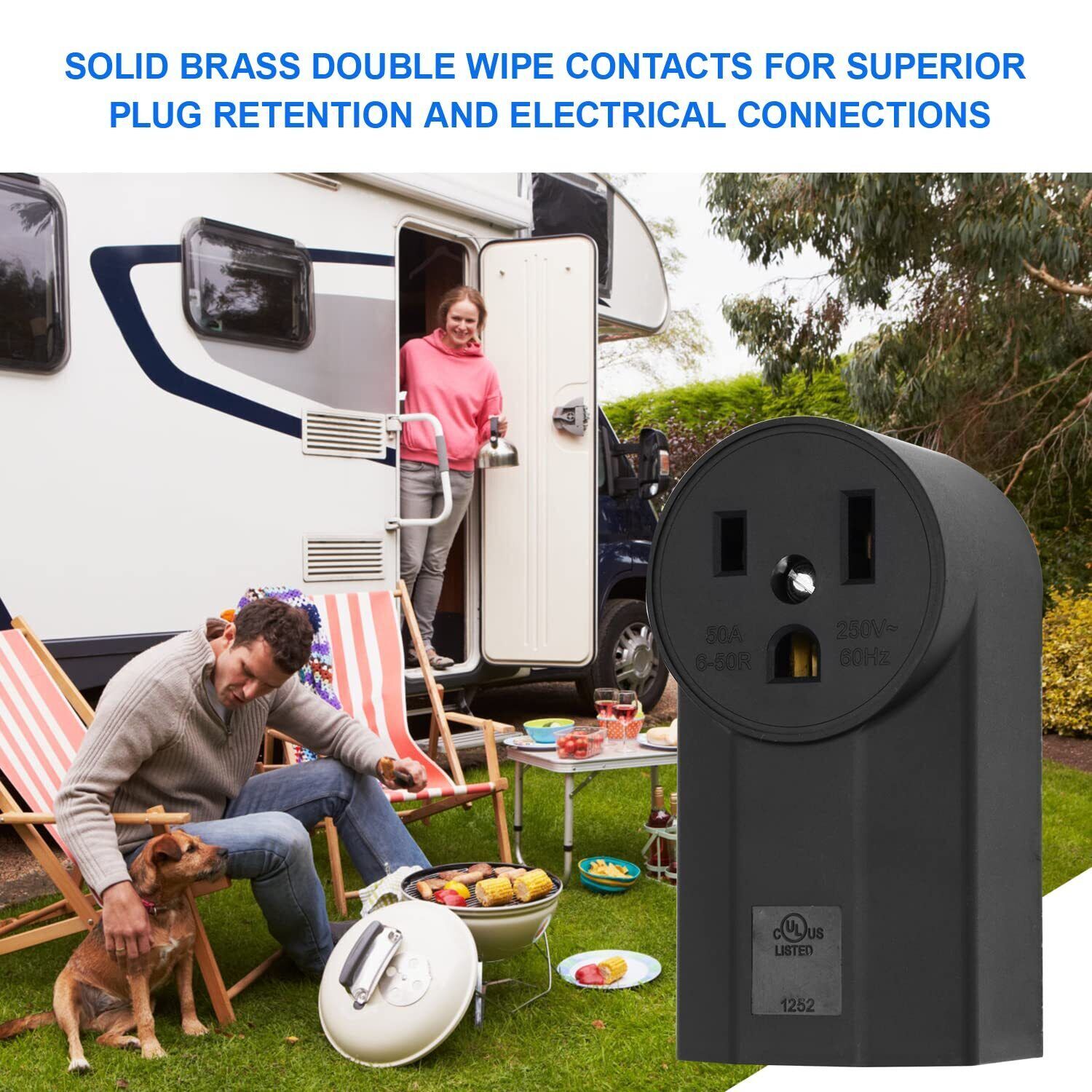 NEMA 6-50R Receptacle 50A 2-Pole 3-Wire Surface Mount Power Receptacle，250V