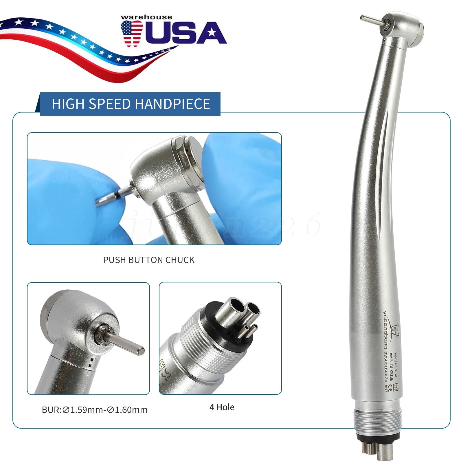 Dental High Speed Handpiece Small Mini Head Turbine 4 Hole Fit NSK