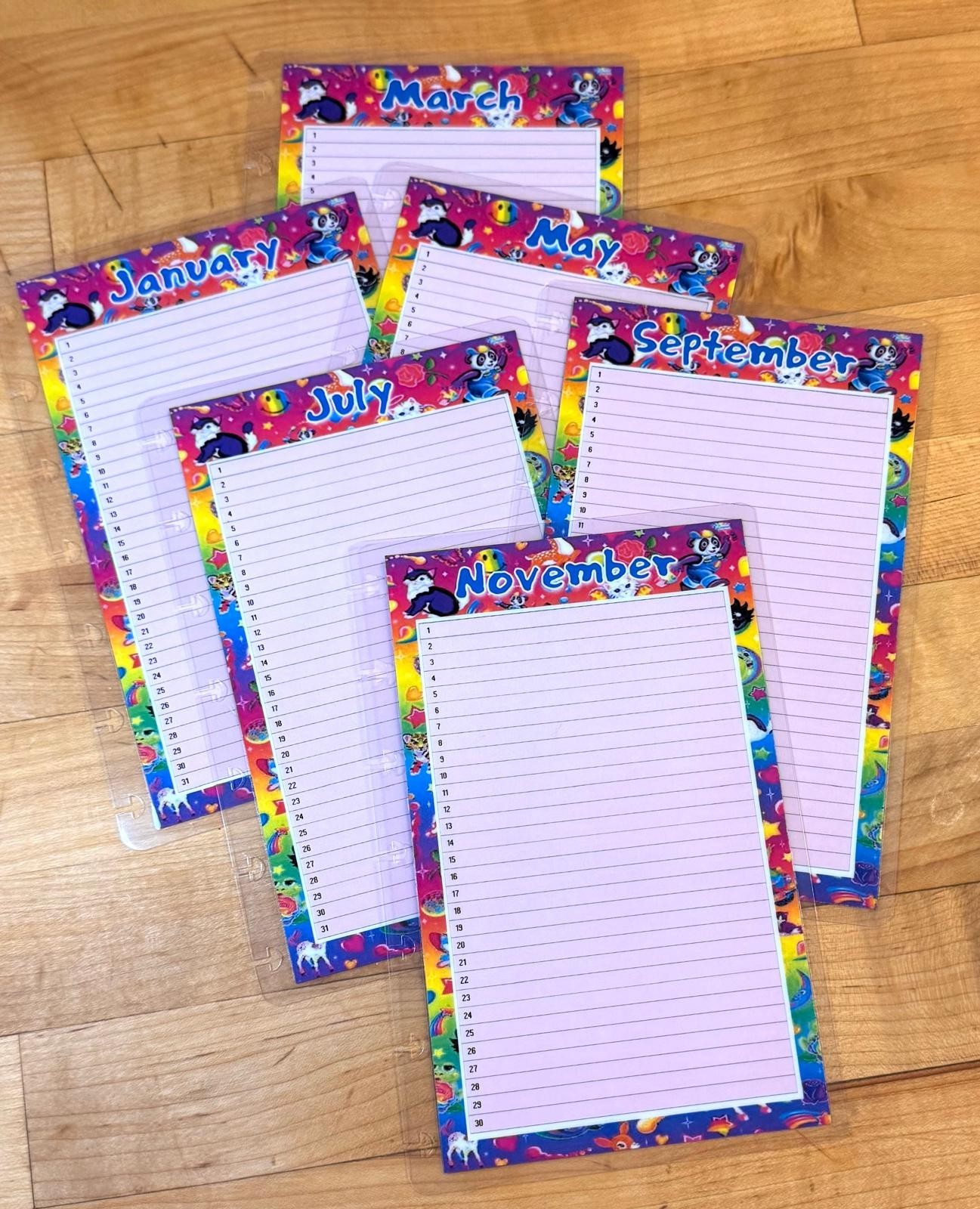 Set of 6 (Six) Month at a Glance Dashboards for use with Mini Happy Planner~