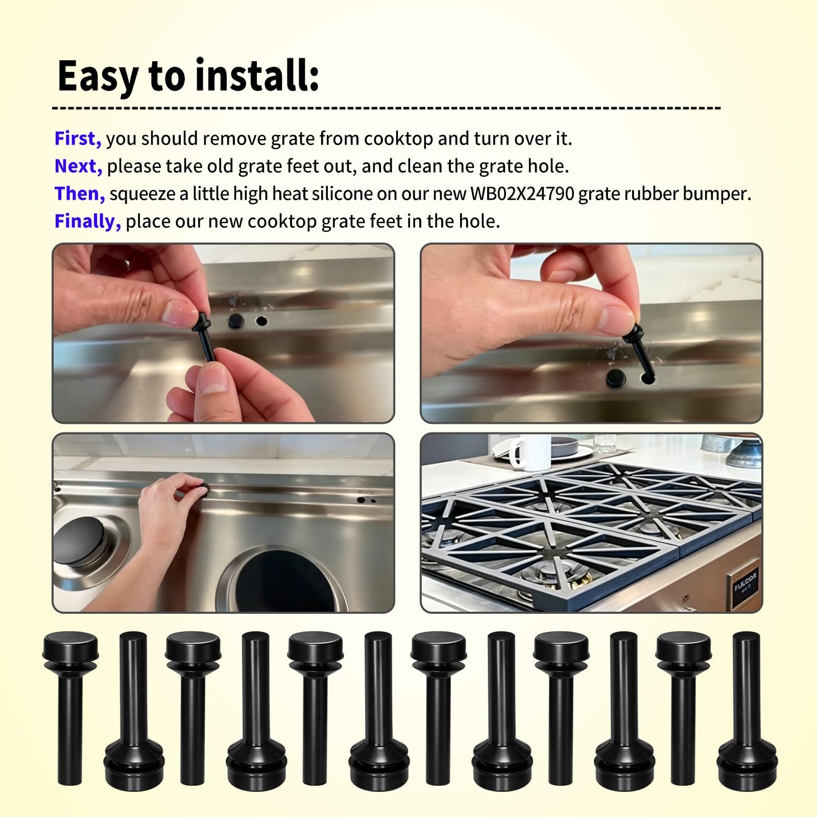 12 Pack WB02X24790 Rubber Stove Grate Feet Fit GE Range Oven Burner | Replace…