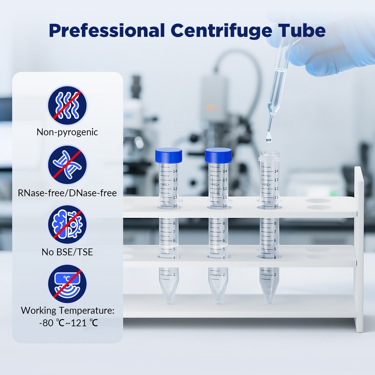 1500ps Polypropylene Centrifuge Tube Conical Bottom Plain, Bulk, Sterile – 15 mL