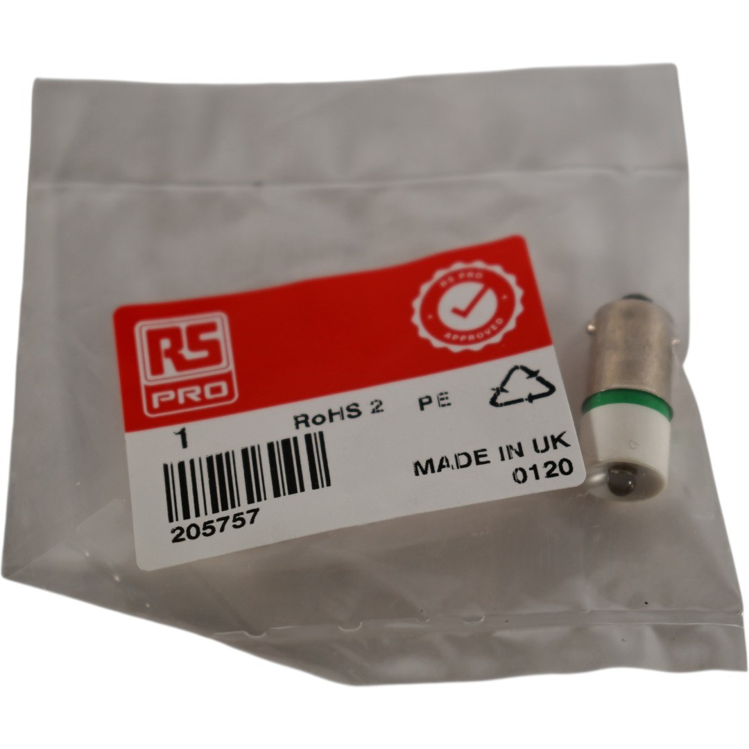 NEW RS PRO 205757 Green LED Indicator Lamps BA9s Single Chip 230 V ac 100000 h