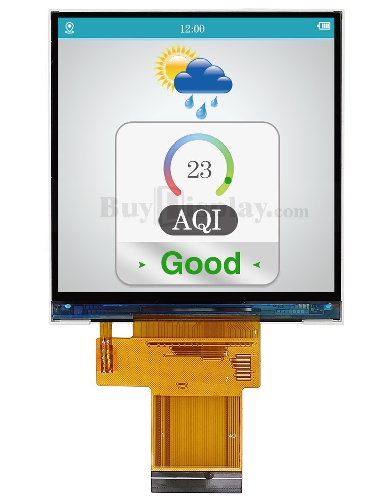 Square 3.4 inch 480×480 IPS TFT LCD Display SPI+RGB Interface