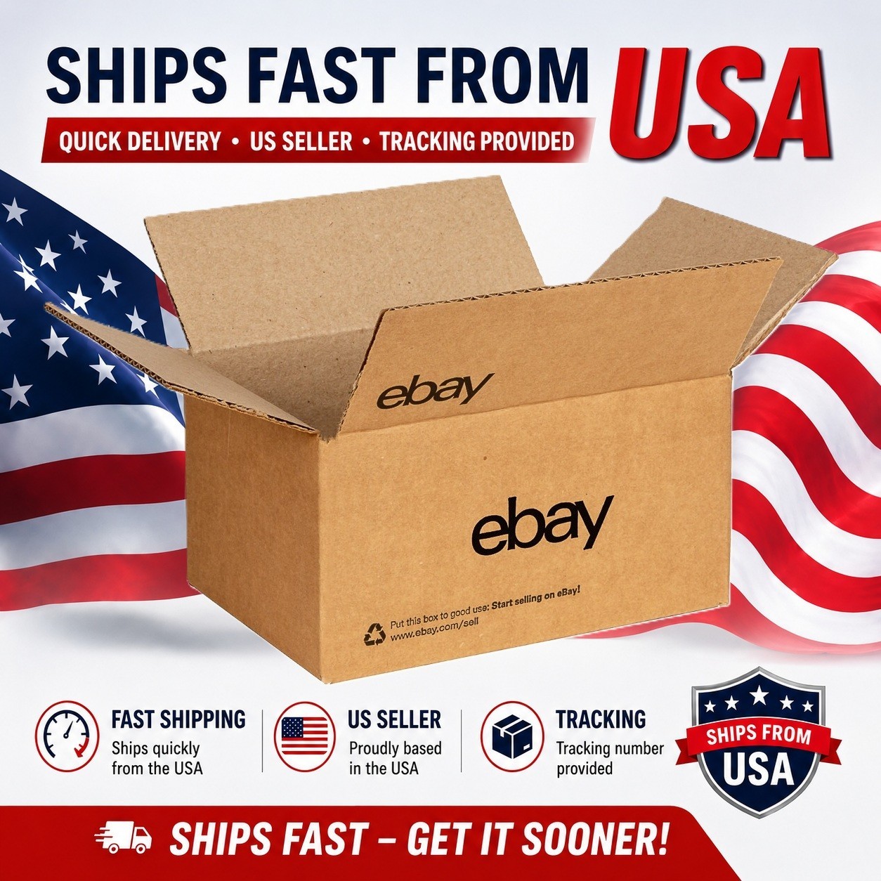 eBay-Branded Boxes With Black Color Logo 6″ x 4 3/4″ x 4 3/4″ FREE SHIPPING USA