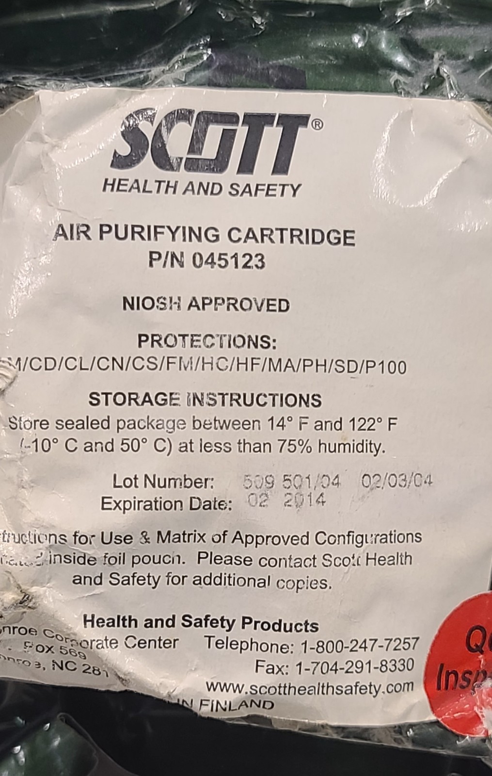 Scott Safety™ M120 Respirator Full Face Mask with 2 Air Purifying Cartridges