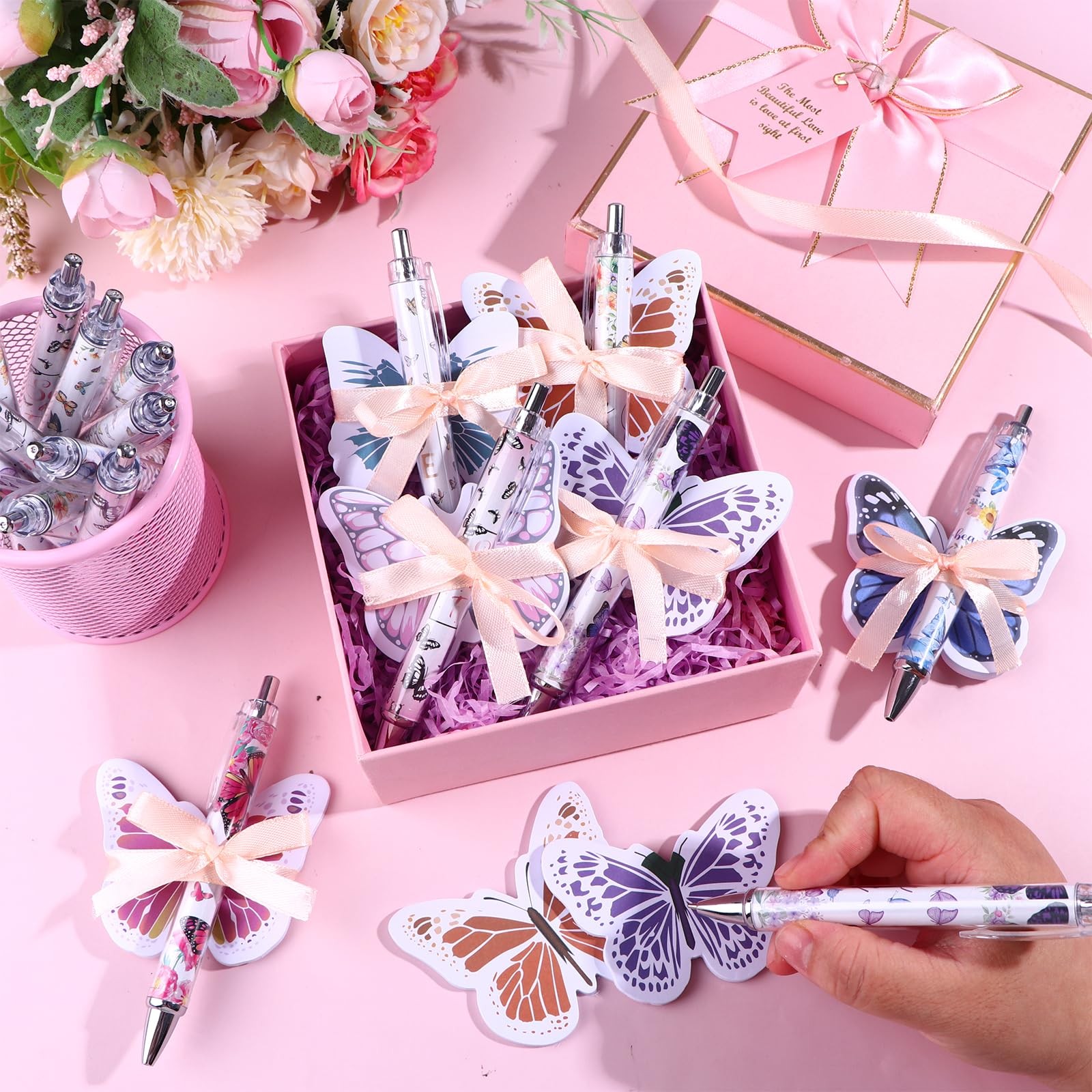 Ioffersuper 36 Sets Butterfly Sticky Approximately 2×3 inches, Multicolor