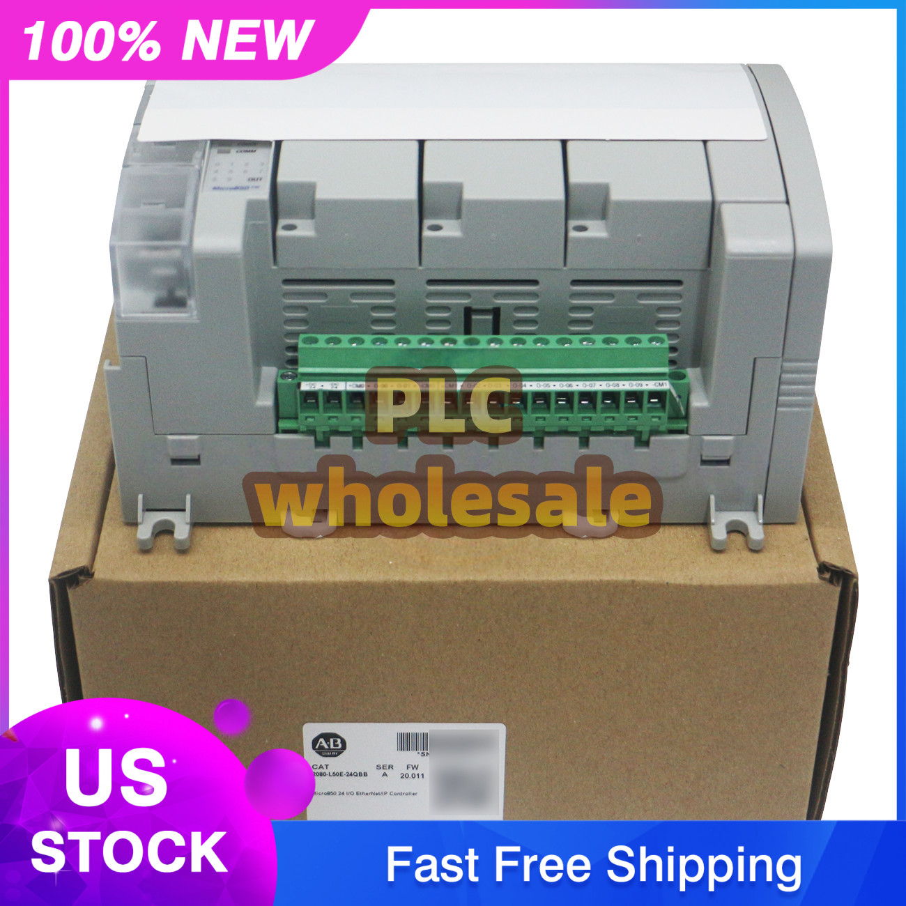 100% New Allen-Bradley 2080-L50E-24QBB Micro850 24 I/O EtherNet/IP Controller