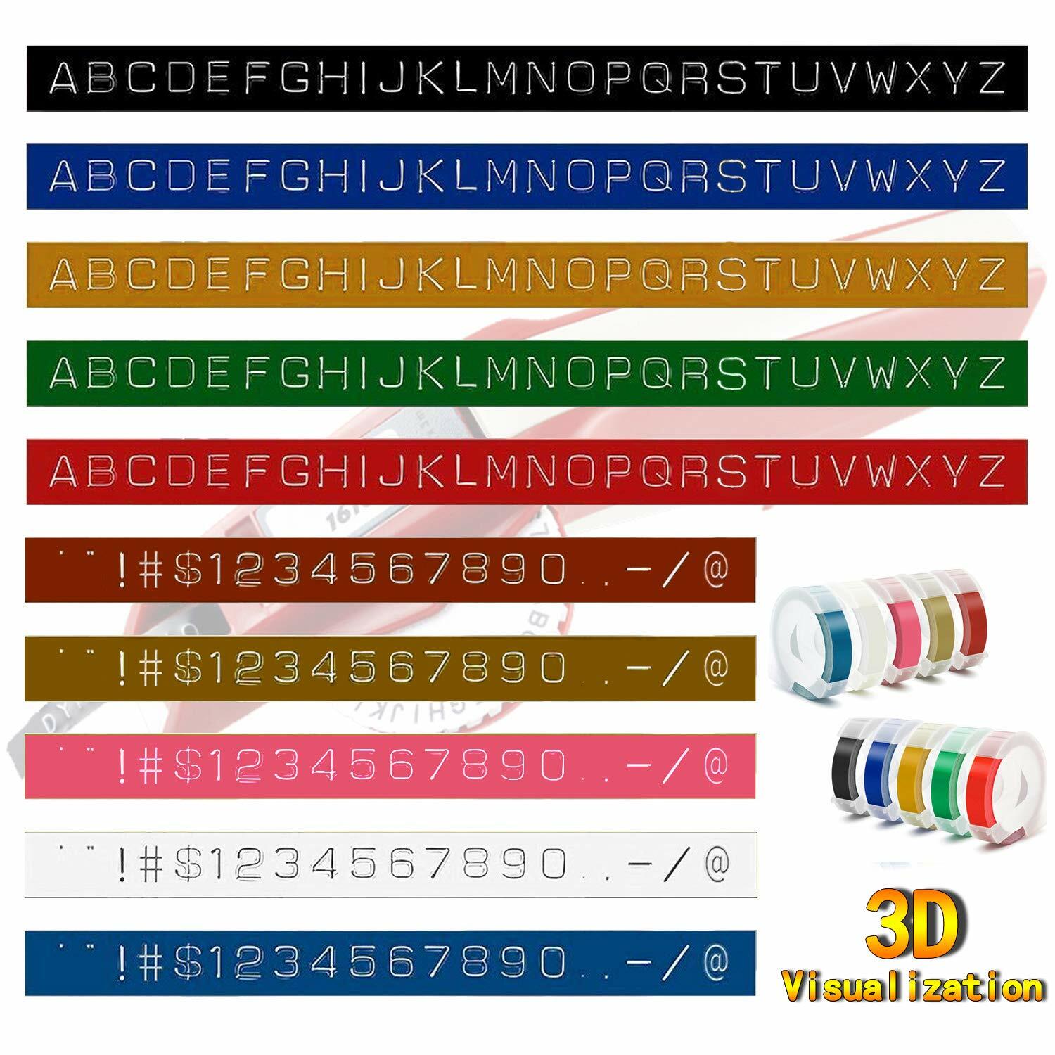 5PK Label Replace for Dymo 3D 9mm Plastic Embossing Tape Xpress Label Maker 3/8″