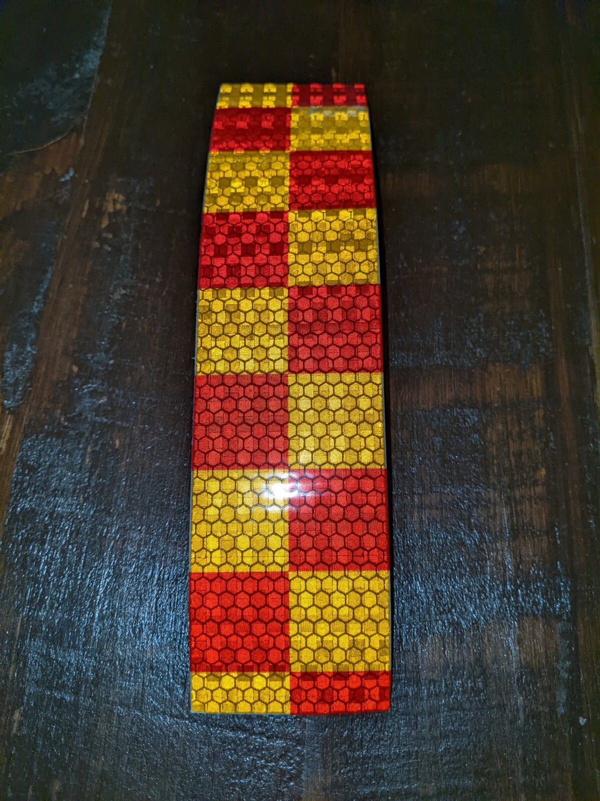 Red Yellow Checker Honeycomb Crystal Lattice Reflective Tape 1 strip 8″ x 2″