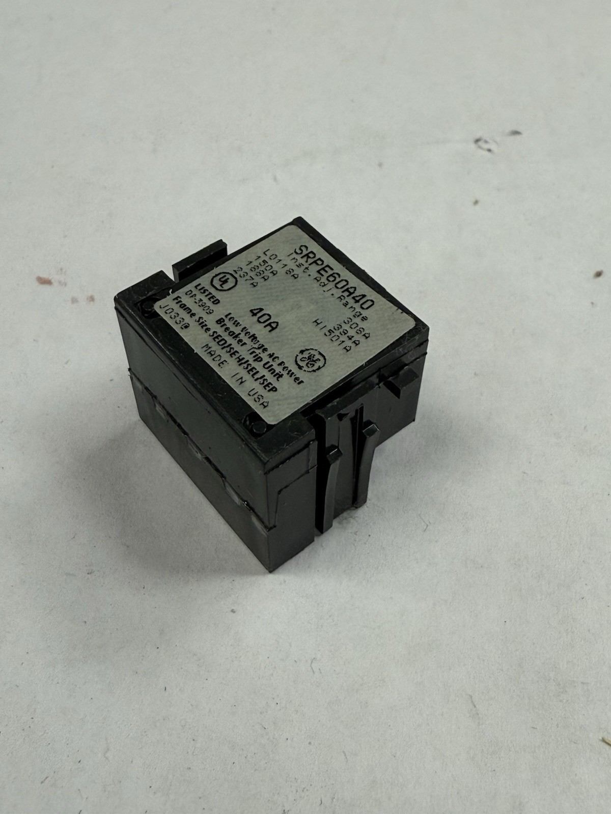 GE SPECRA CIRCUIT BREAKER TRIP MODULE, SRPE60A40, 40A FOR 60A FRAME