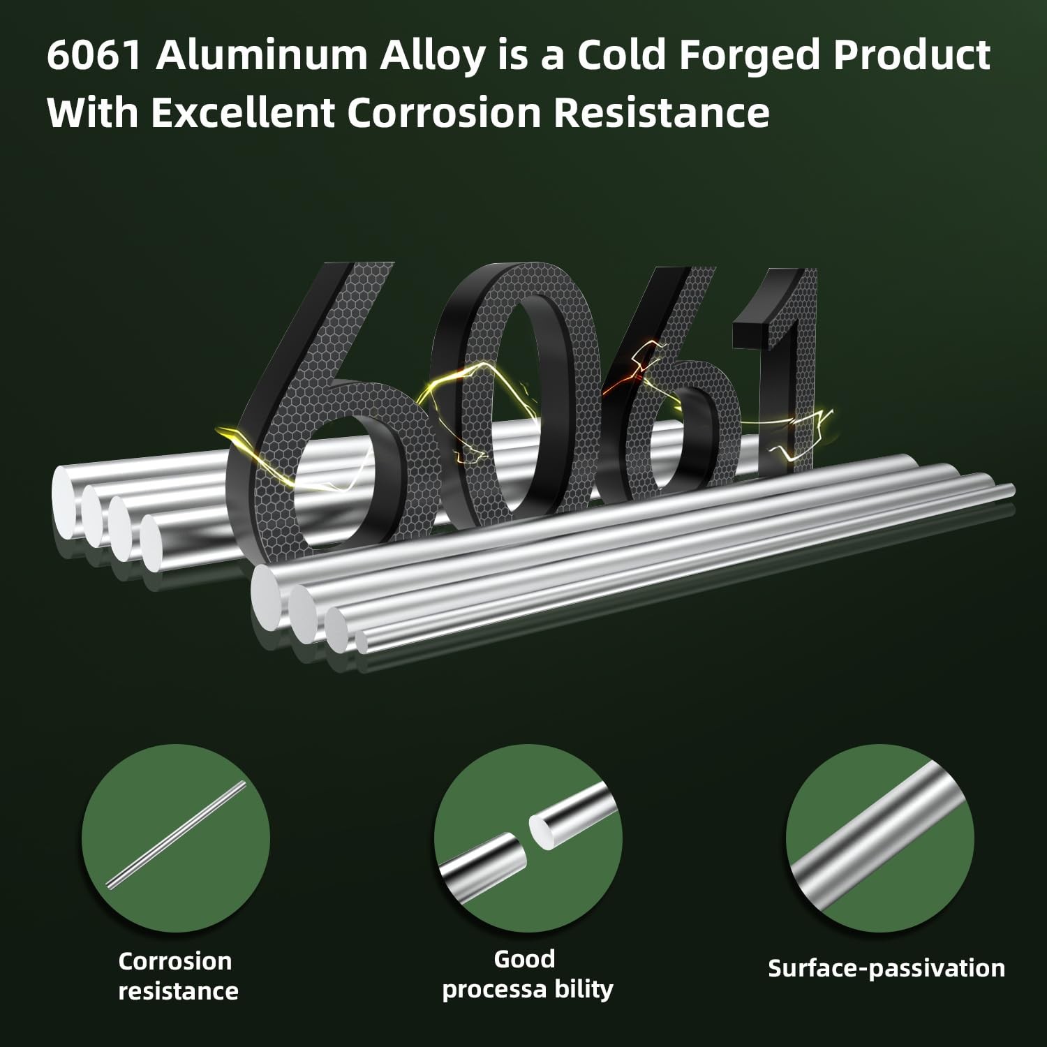 Aluminum Round Bar 6061 T651 Solid Metal Rod 12 Inch 8mm Dia 0.32 In 2 PCS