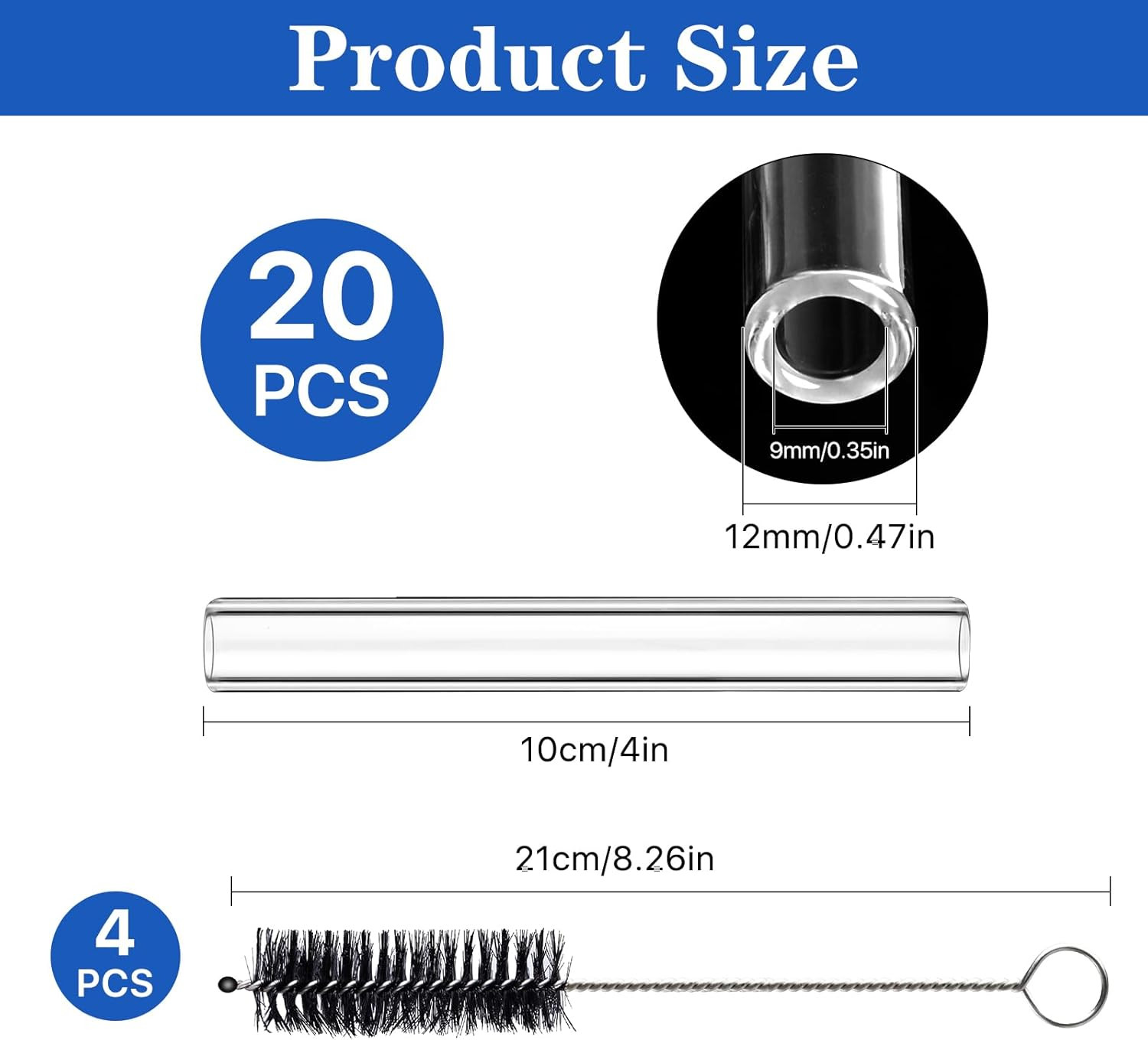 20Pcs 4″ Long Borosilicate Glass Blowing Tubes, 12mm OD 2mm Wall Thick Clear Gla