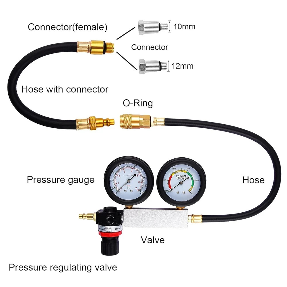 Engine Compression Diagnosis Tester Cylinder Leak Down Gauges Detector Leakage