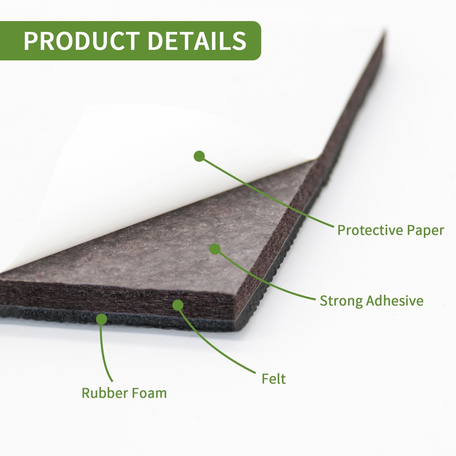 COVERCORNER Non Slip Furniture Pads Square 2 inch 16PACK, Round 2 Inch 16pack