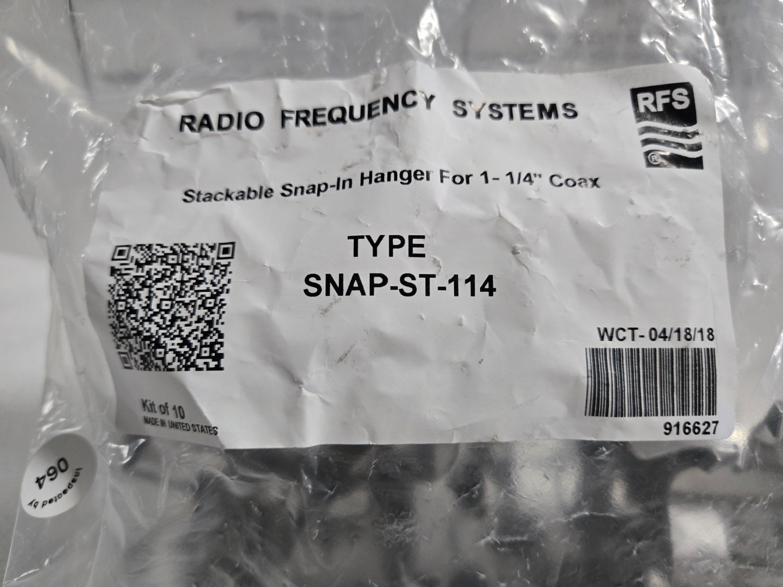RFS SNAP-ST-114 Stackable Snap-In hangers 1-1/4″ NEW pack of 10