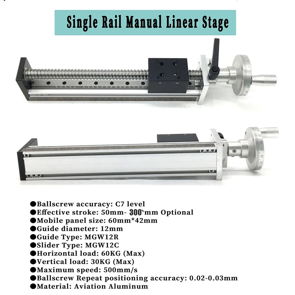 DIY CNC XYZ Axis Manual Linear Rail Stage Slide Table Handwheel for Mill/Router