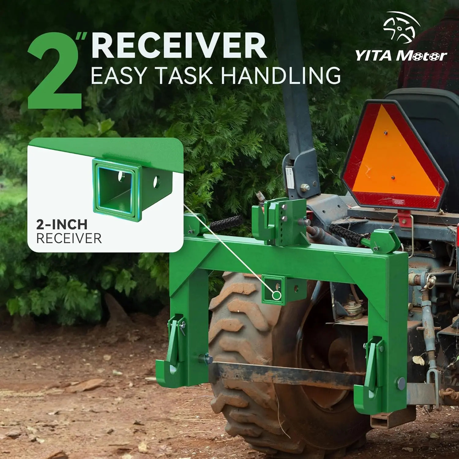 3 Point Quick Hitch Attachment & 2″ Receiver for Category 1 Tractors, 3000 lbs