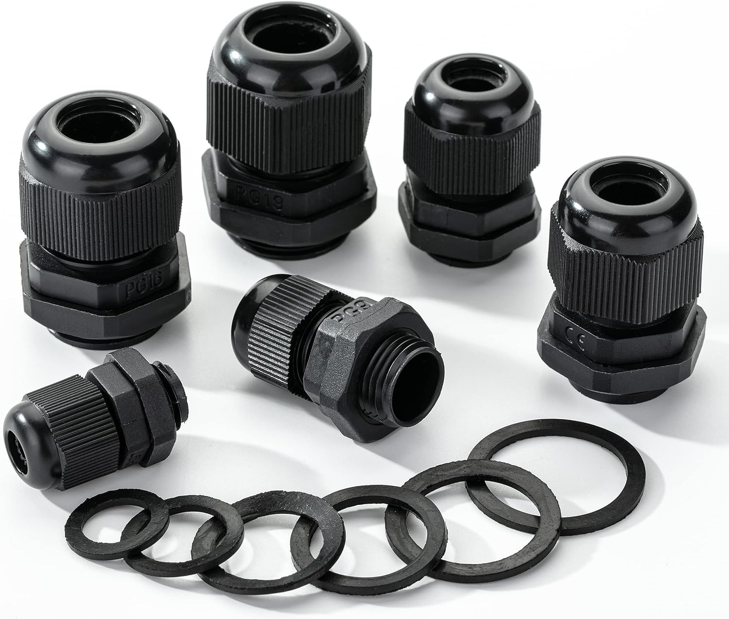 25/50 Pcs Nylon Cable Gland Waterproof Cable Connectors Black Cord Grip Plastic