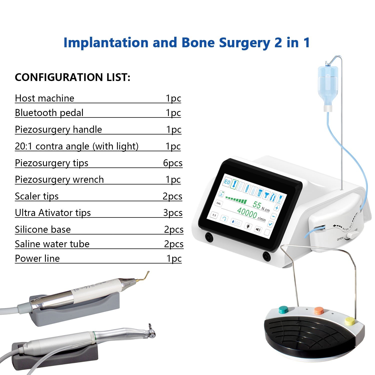 Dental Implant Motor System LED / 2in1 Piezo Surgery Bone Cutter Implant System