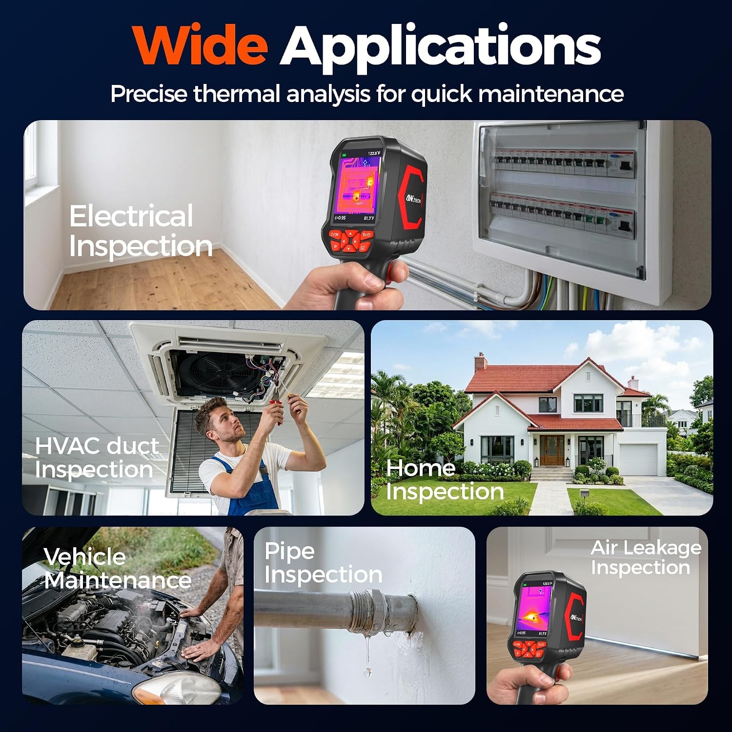 ANXTECH Thermal Camera -4°F~1022°F 2.8″ LCD 192×192 TISR 25Hz IR Imaging