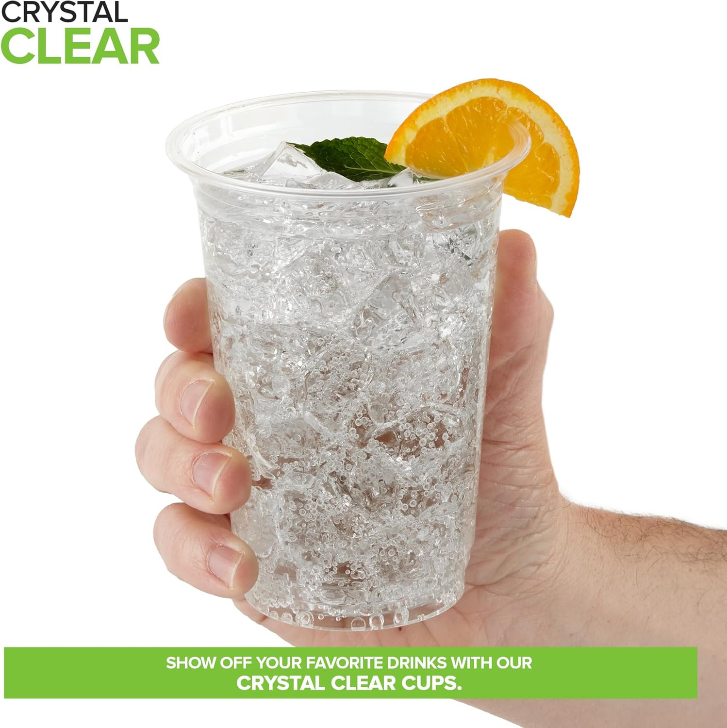 16 Oz Clear Commercially Compostable Cold Cups (50 Pack), Eco Party Cup, Environ