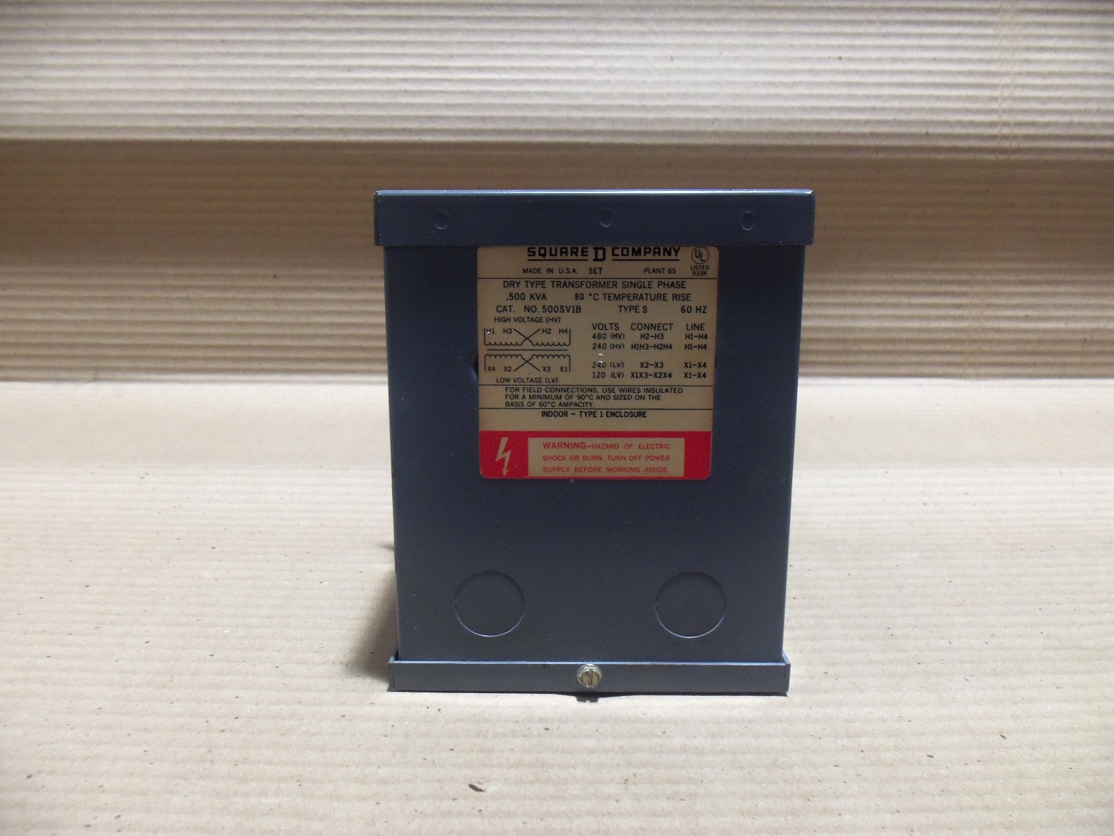 New Square D 500SV1B Dry Type Transformer Single Phase 0.500Kva Type S 60Hz 480