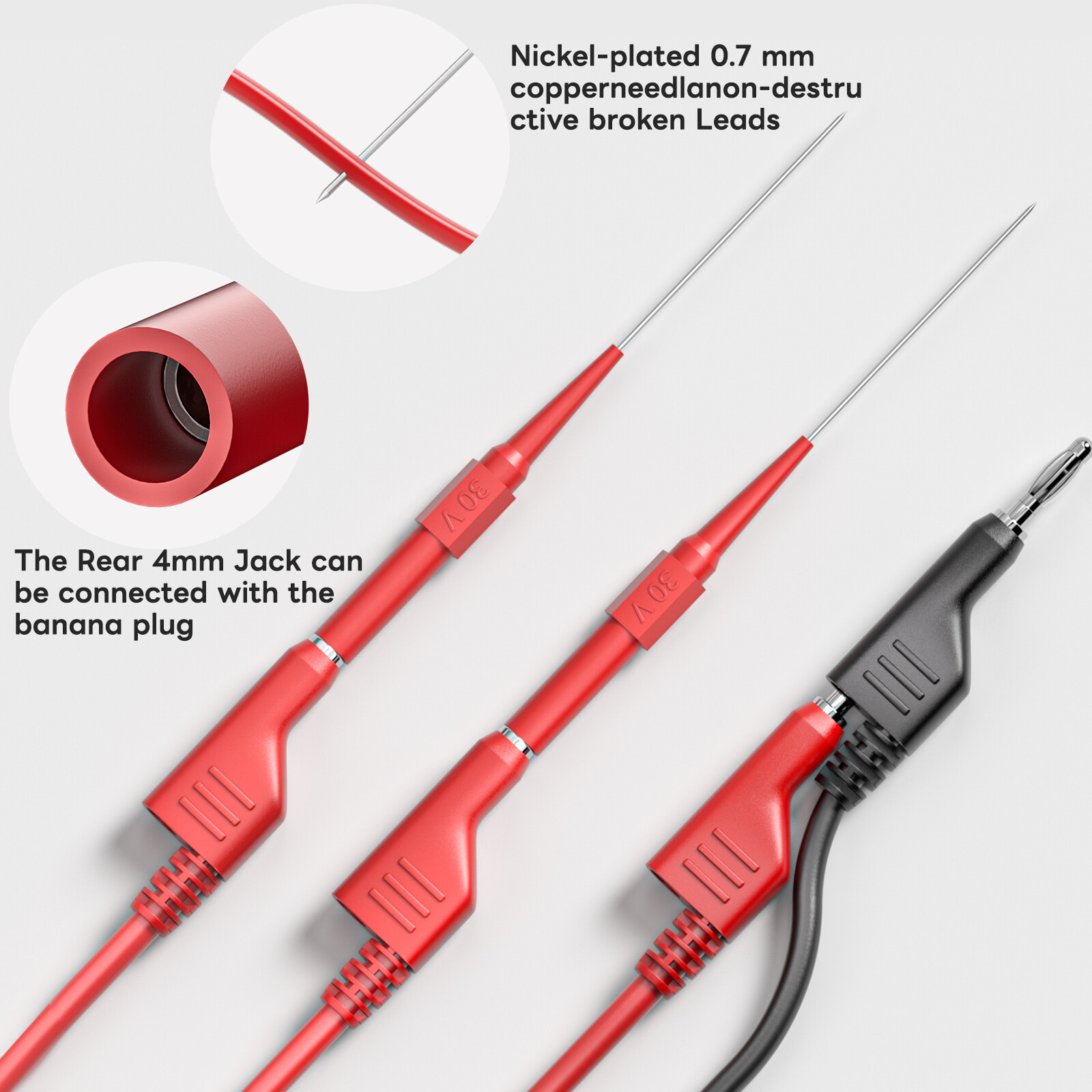 Test Leads Kit Alligator Clips Cable 4mm Banana Plug to Banana Plug Test Wire