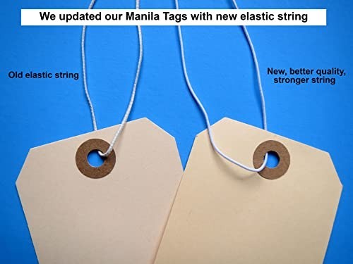 Manila Shipping Tags 4 3/4 x 2 3/8 Inch Elastic String Attached Box of 100