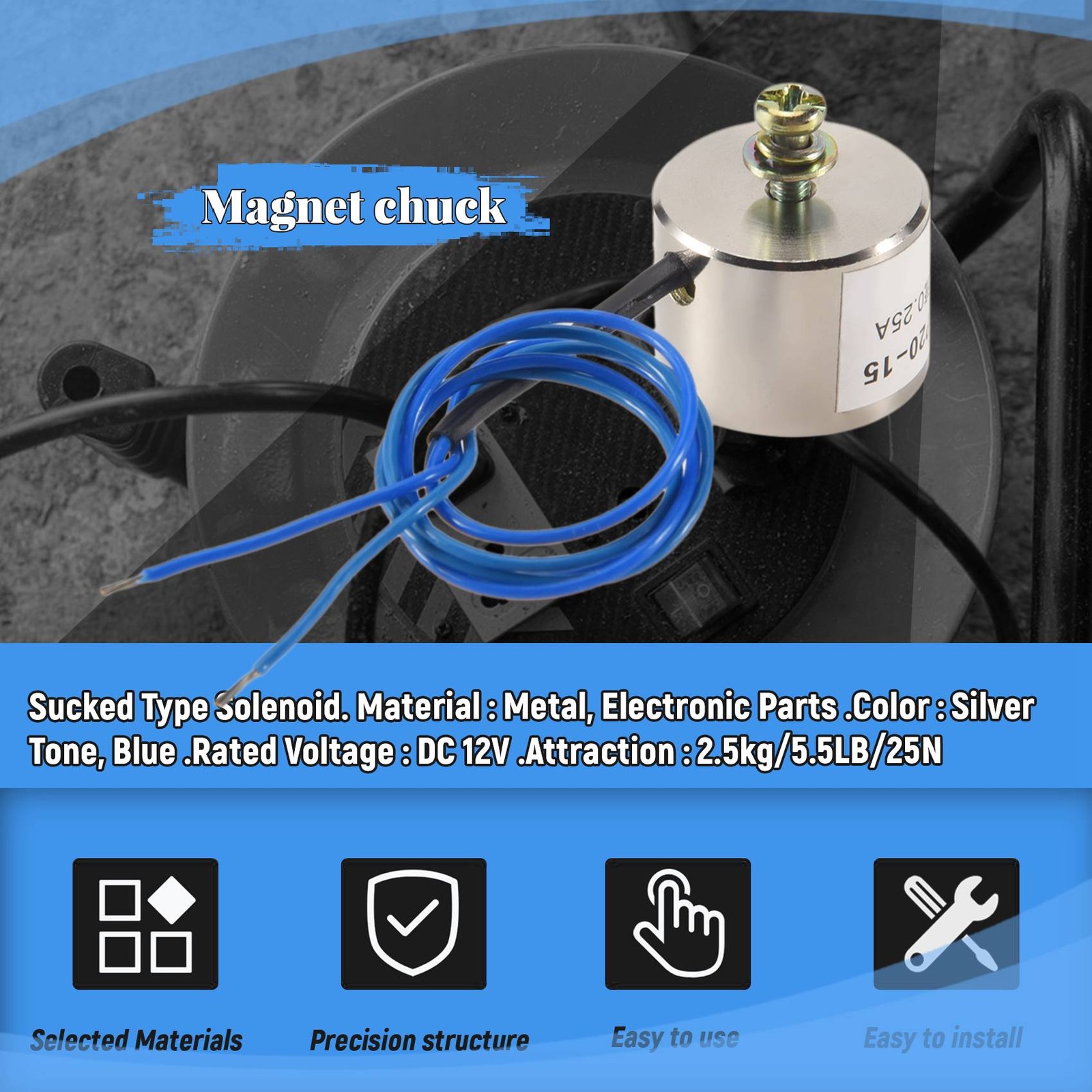 Sucked Electric Lifting Magnet Electromagnet 12VDC 2.5Kg 5.5LB 20x15mm O6Y17204
