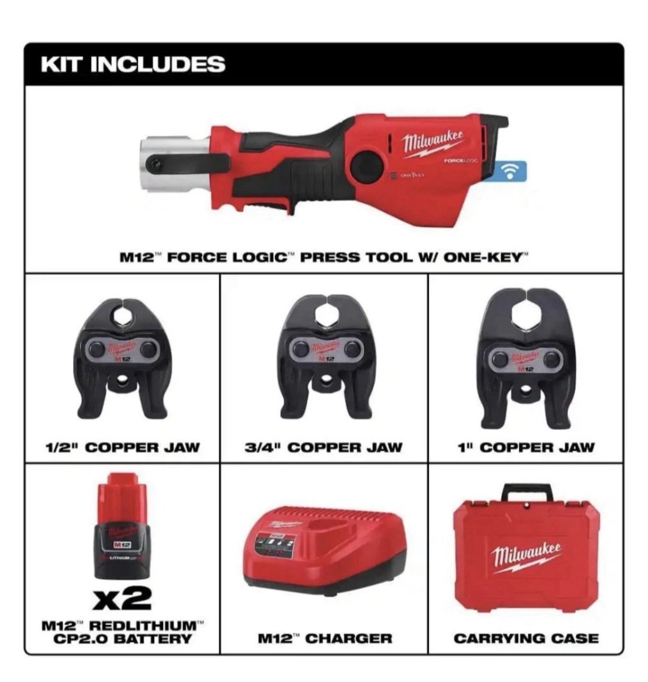 Milwaukee M12 2573-22 FORCE LOGIC Press Tool Kit with ONEKEY
