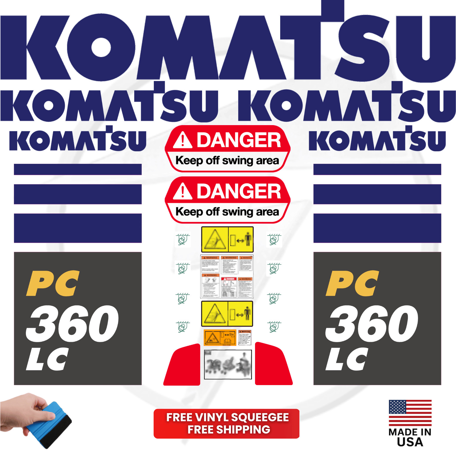 Fits Komatsu PC360LC Decal Kit Excavator Stickers – Free shipping – 3M Vinyl