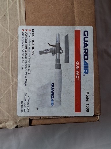 Guardair 1500 Gun Vac Air Powered Vacuum Blow Gun Crevice Tool 1500