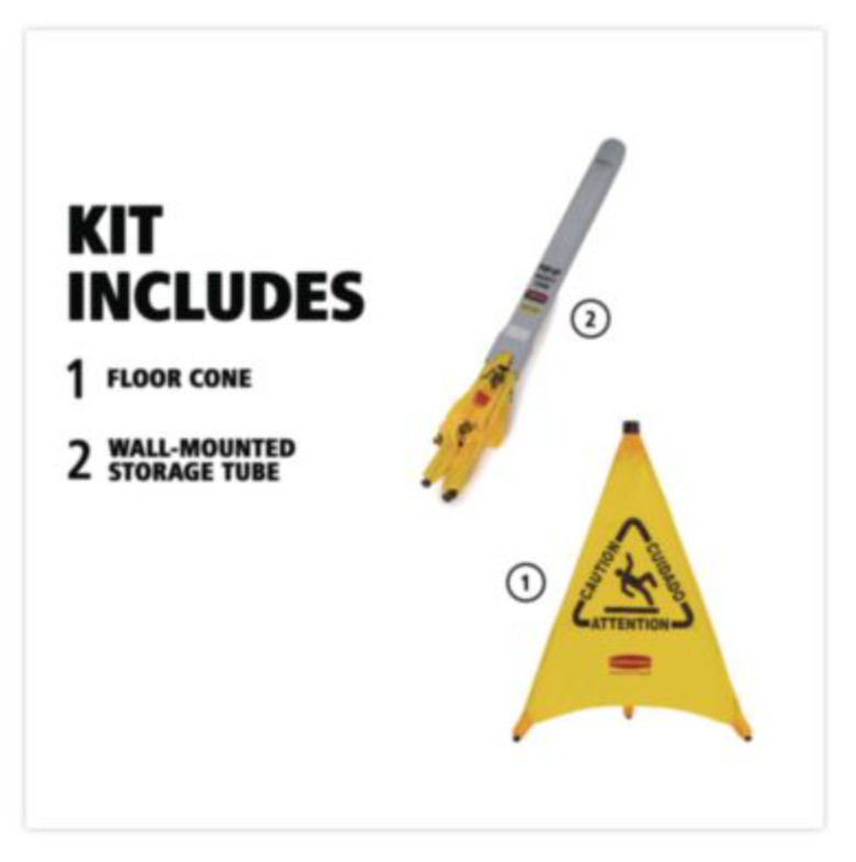 Rubbermaid Commercial 9S01 30″ Multilingual Pop-Up Wet Floor Caution Safety Cone