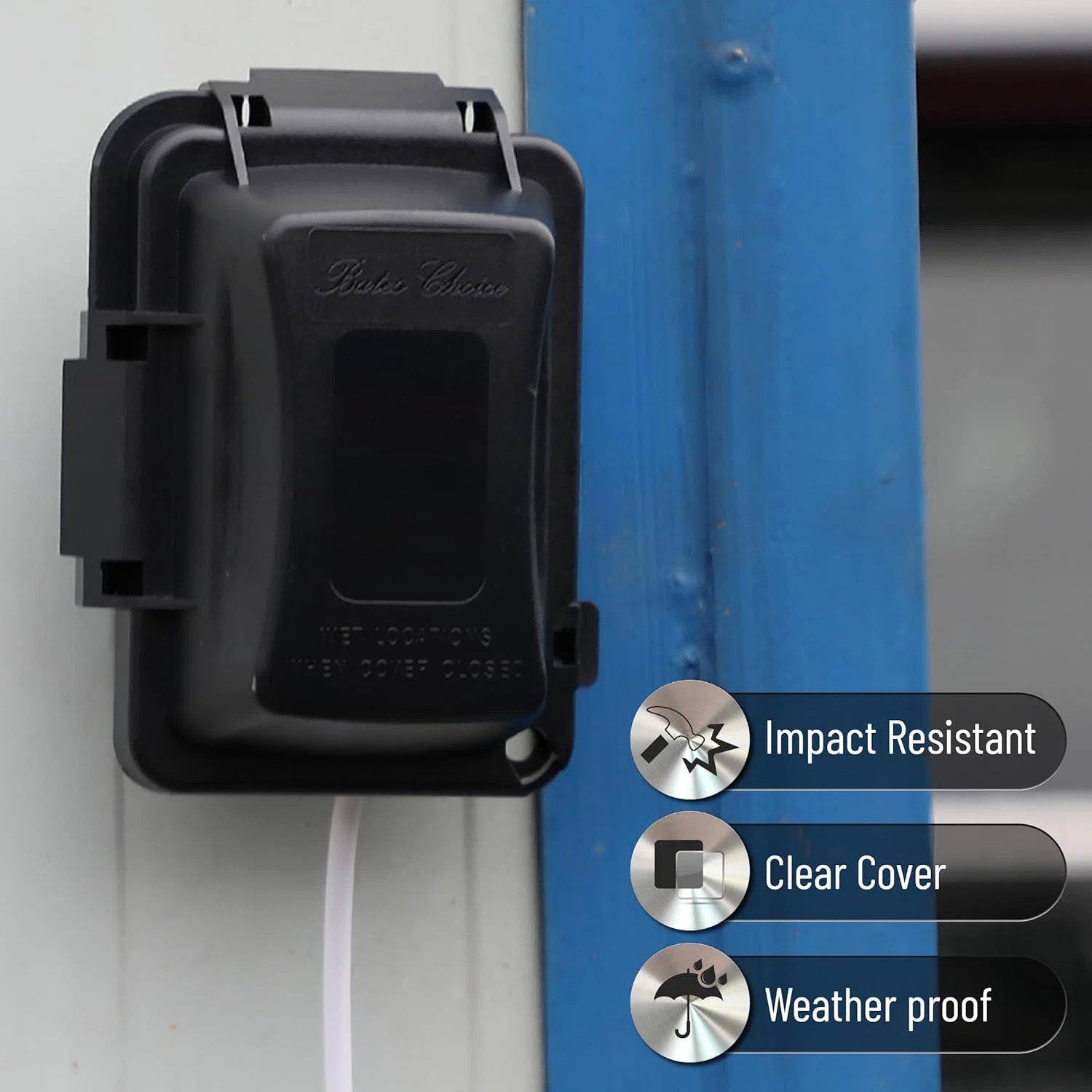 Bates Weatherproof Outdoor Outlet Cover 1-Gang Electrical Receptacle Black