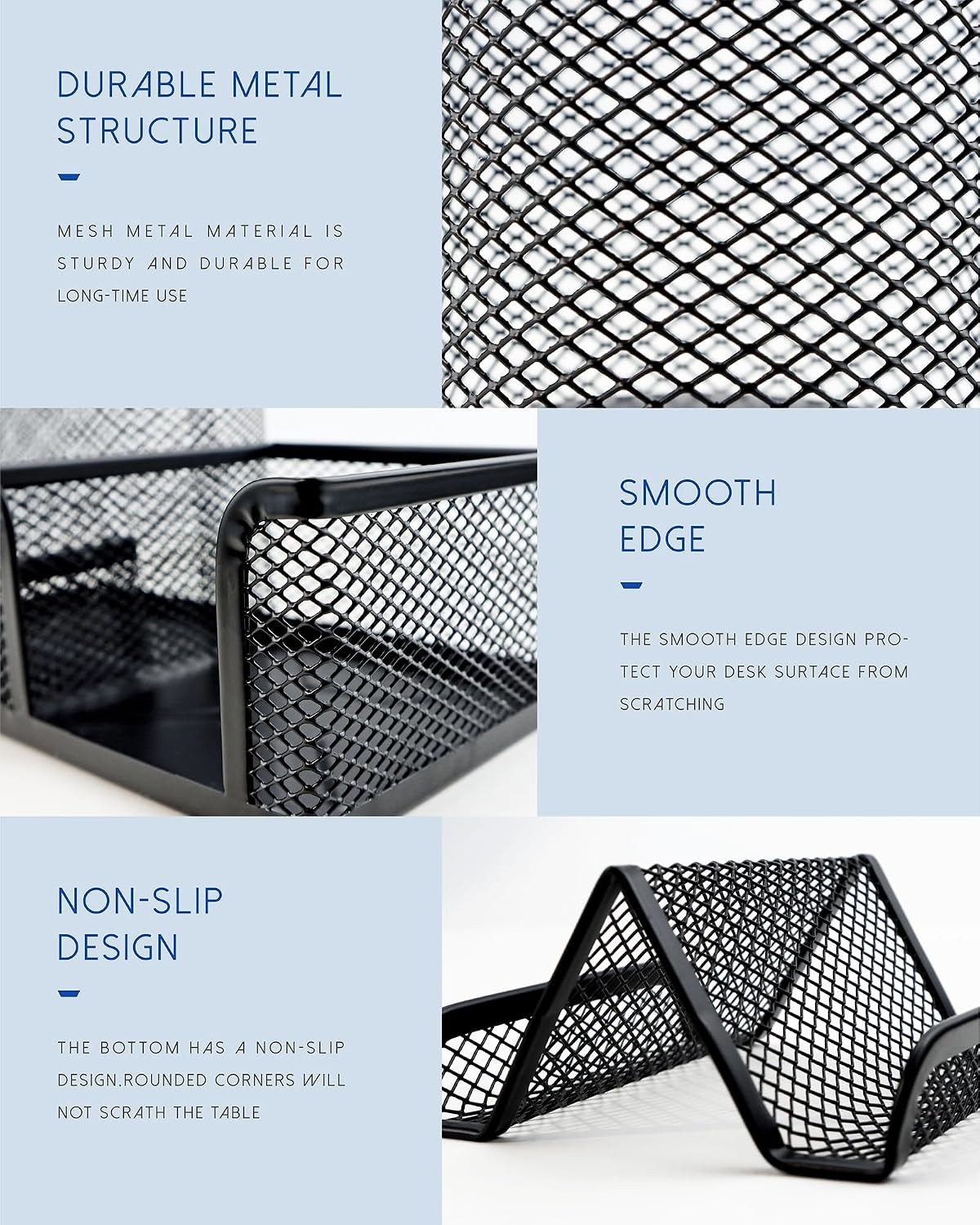 Desk Organizer Set, 6 Piece Mesh Office Accessories, Pen Holder, Phone Stand