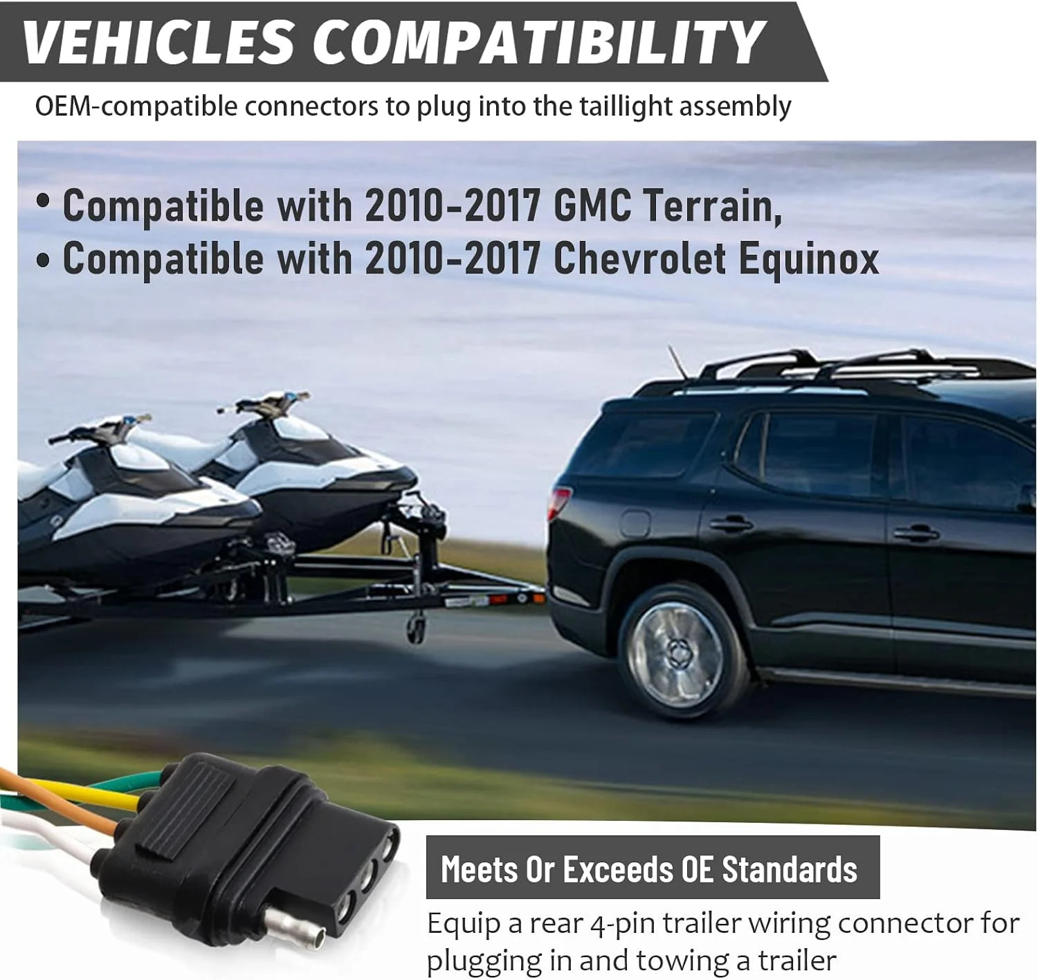 MECMO 4 Pin Trailer Wiring Harness for Chevrolet Equinox/GMC Terrain 2010-2017,