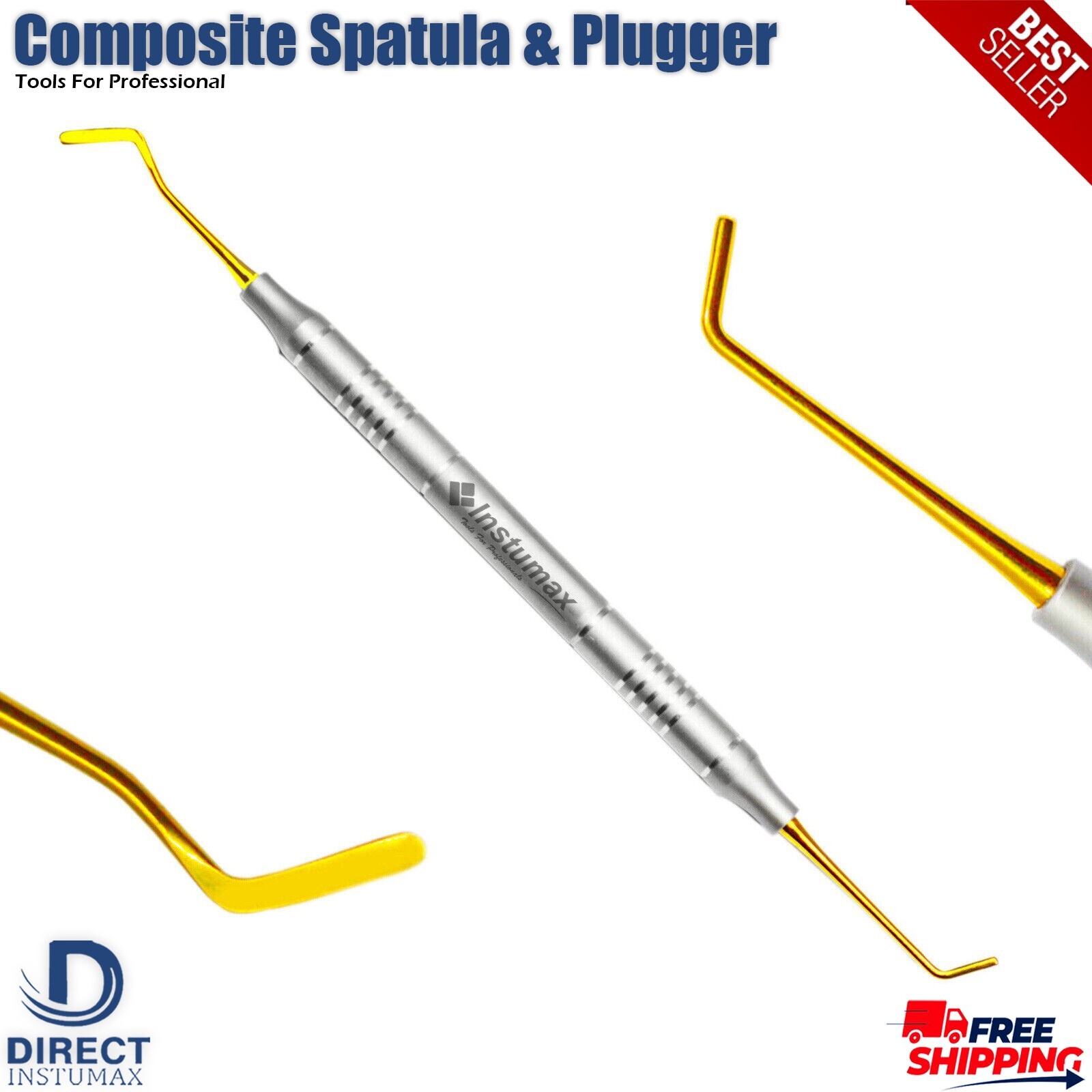 Dental Spatula & Plugger Composite Filling Instrument Titanium Gold Coated Tips