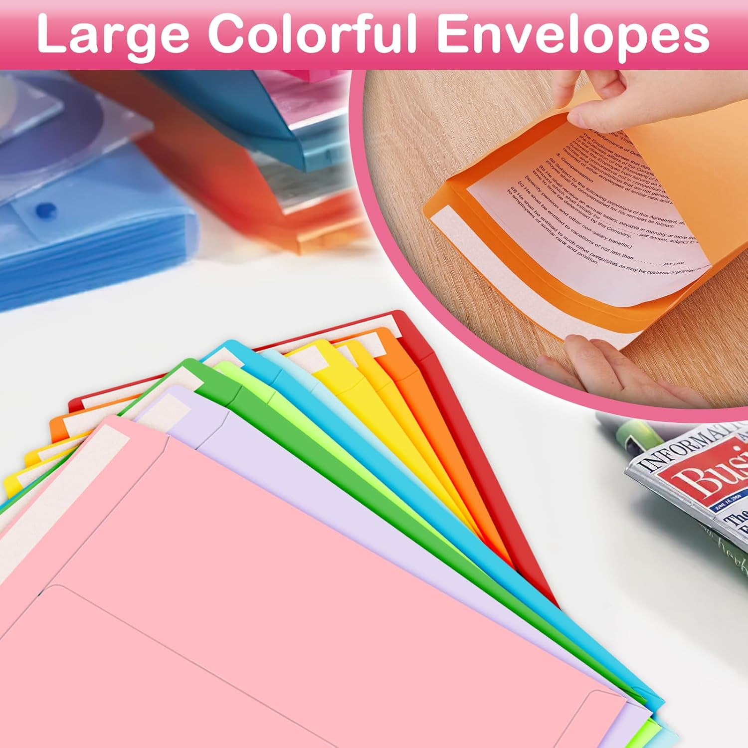 Colored 9 X 12 Envelopes, 20 Pcs Mailing Envelopes, Colorful Large Envelope, 100