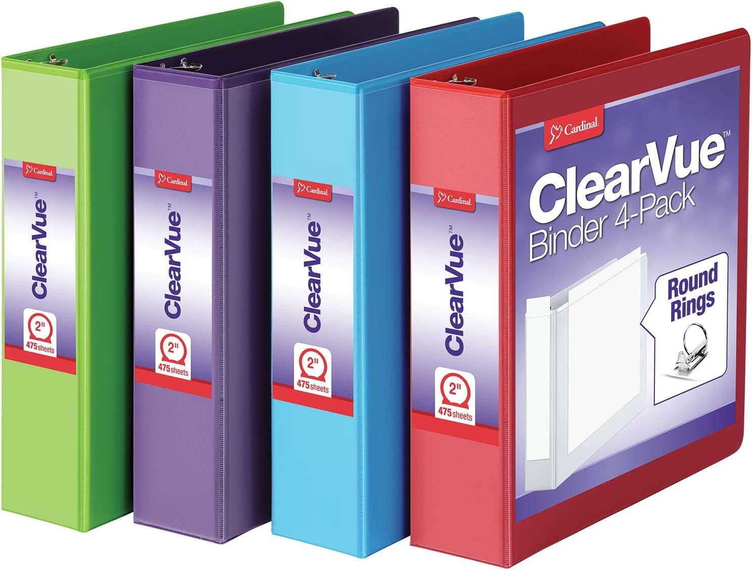 Cardinal 3 Ring Binders, Binders for School and Office, Durable 2 Inch Binder wi