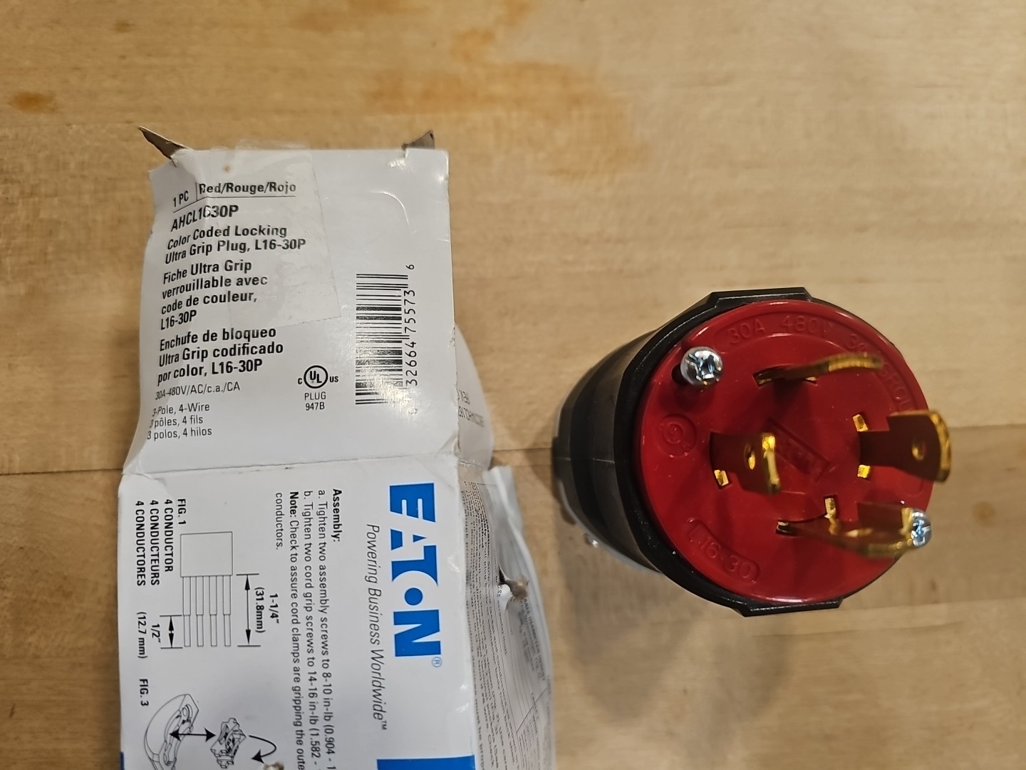 Eaton AHCL1630P HBL2731 71630NP L16-30P 30 Amp 480V Twist Lock Male Plug NEW