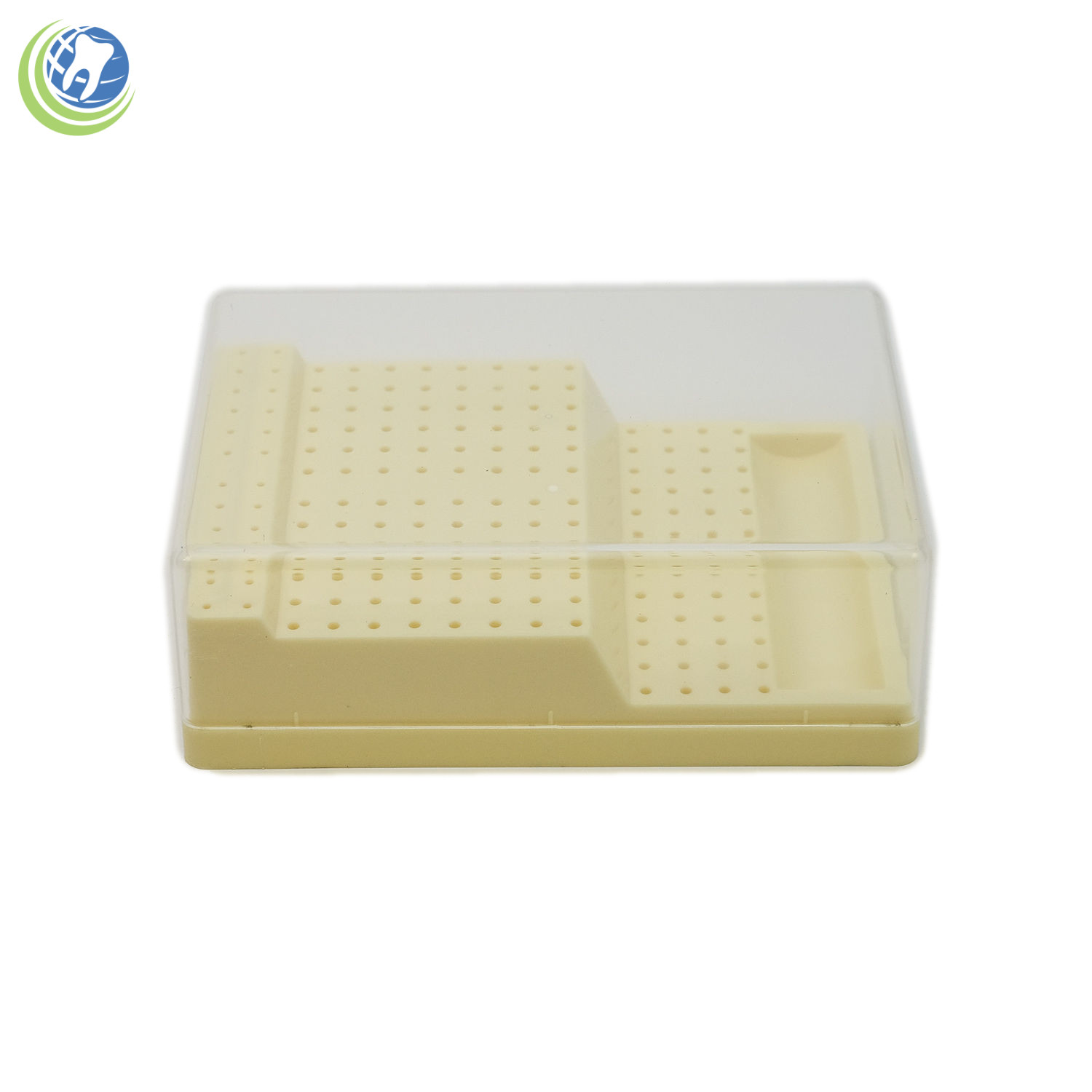 Dental Bur Block Holder Station with Lid Holds 168 Burs – 48 HP 96 RA 24 FG