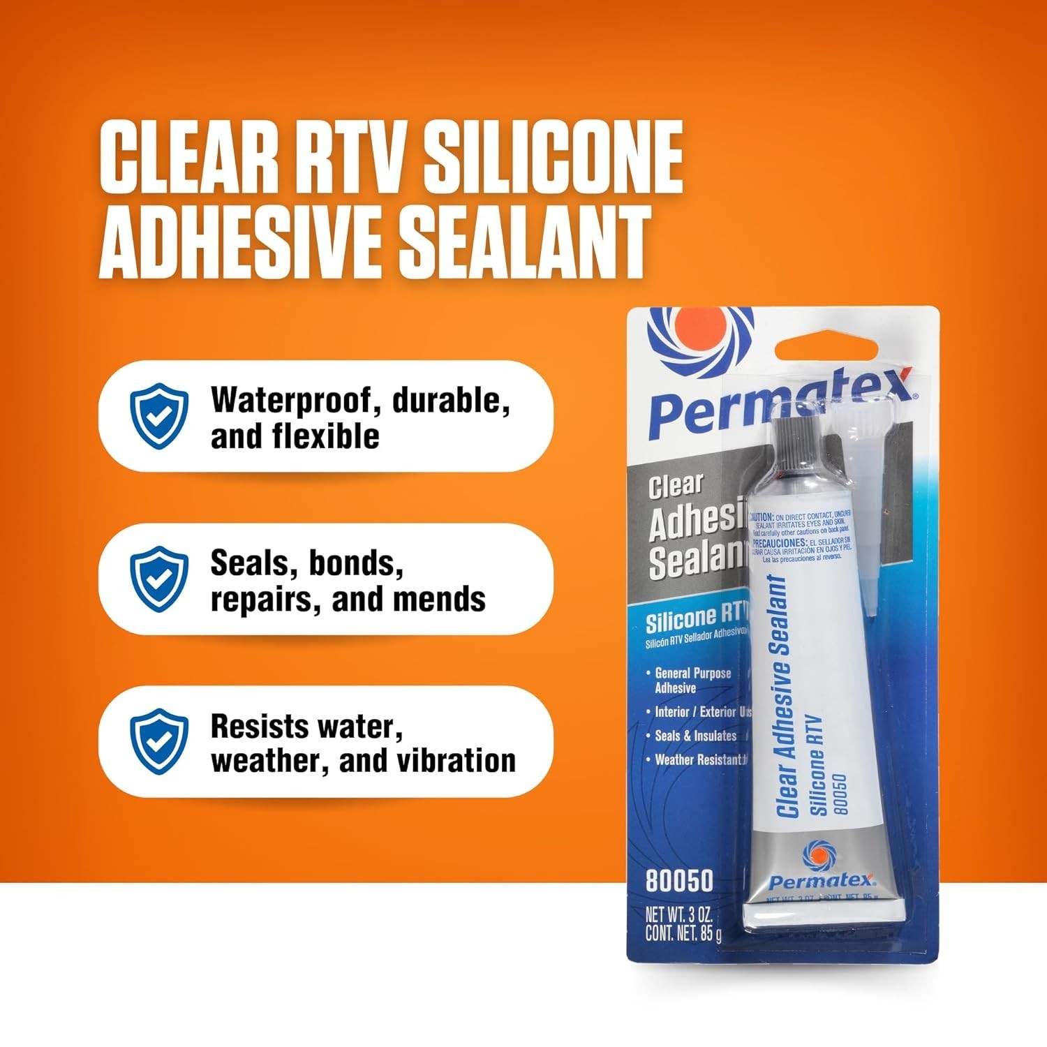 Versatile 3 oz Clear RTV Silicone Sealant – Waterproof for Indoor & Outdoor Use